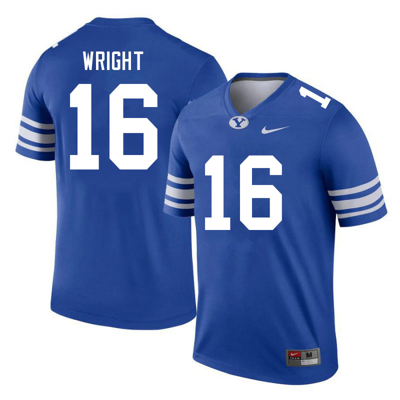 Men #16 Wes Wright BYU Cougars College Football Jerseys Sale-Royal